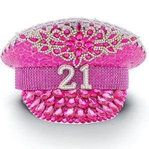 21st Party Hat- Glamorous Rhinestone Captain Hat